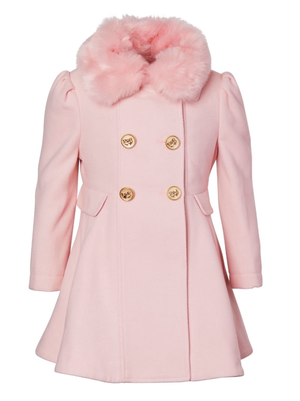 Cremson Girls’ Pink Dress Coat with Faux Fur Collar size 6